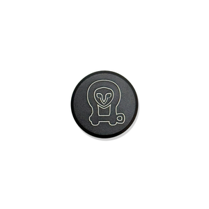 Black billet aluminum hood badge with laser-etched Owl logo for INEOS Grenadier and Quartermaster vehicles