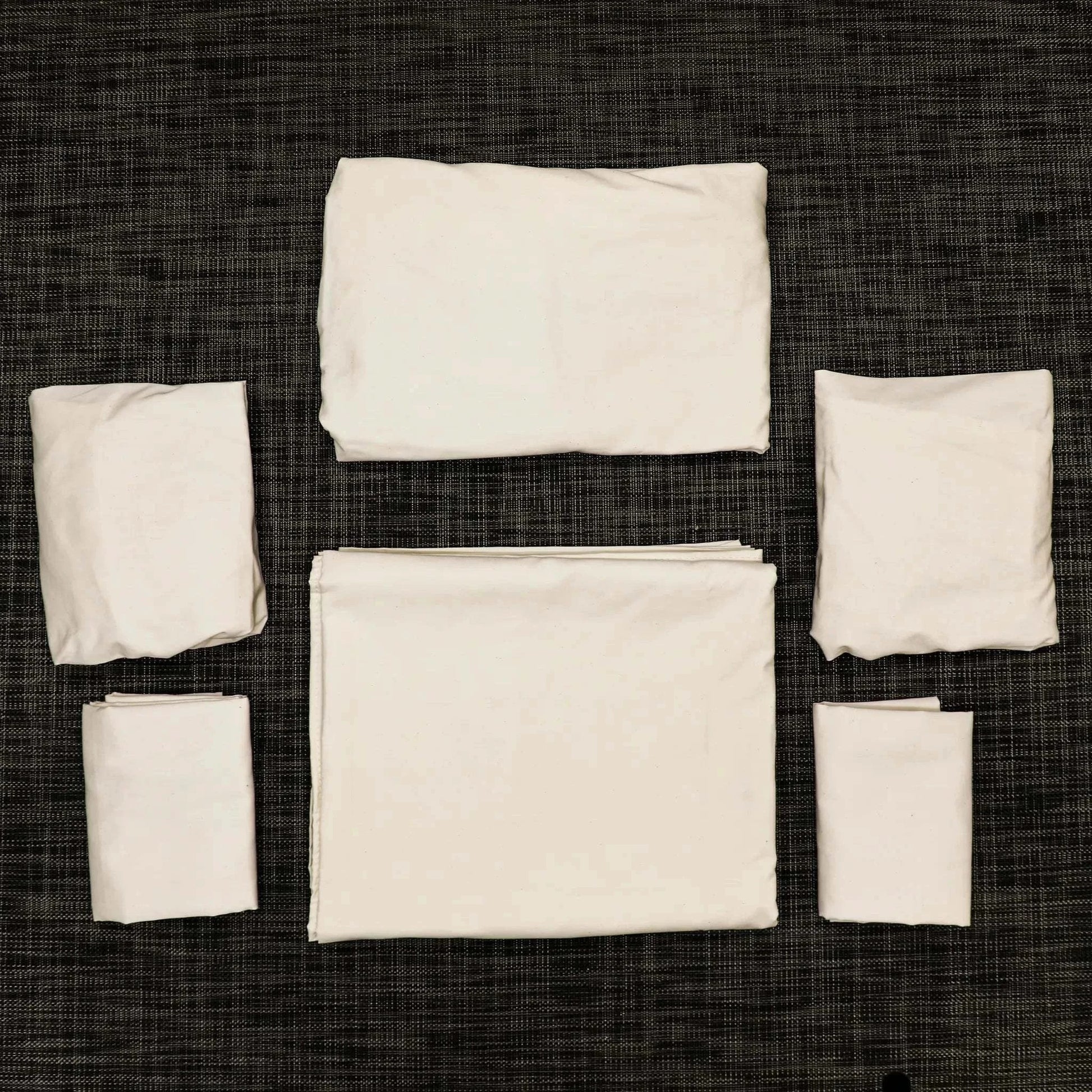 Ultra Luxe Dream Sheets set made of ultra-soft microfiber, custom-fitted for Winnebago Revel beds, including fitted sheet, top sheet, pillowcases, and carry bag.