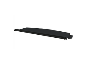 Black Transit Headliner Shelf with integrated curtain rod for durable van storage and organization