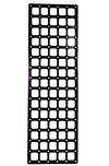 Black powder-coated steel MOLLE panel for Winnebago Revel shower door modular storage.