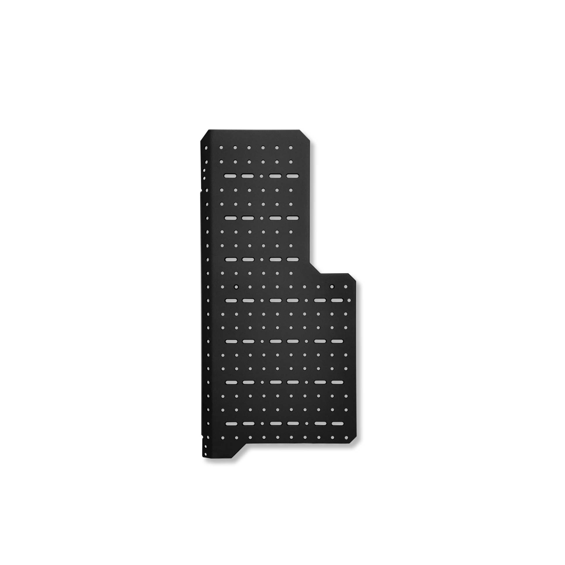 Black aluminum Sherpa Cargo Carrier panel for 2019+ Sprinter rear door with slotted design