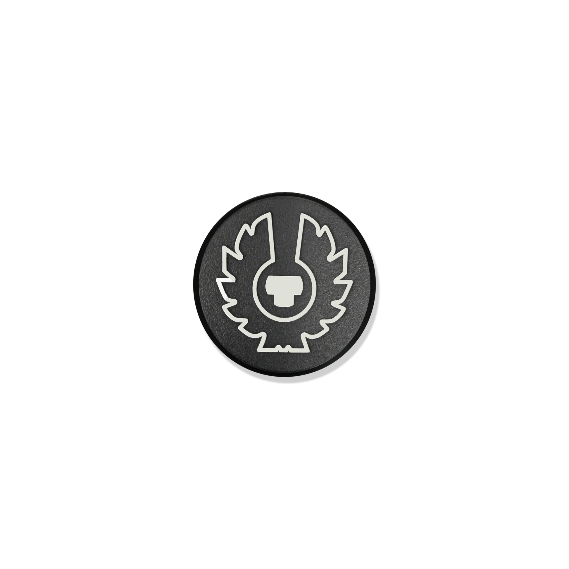 INEOS Grenadier billet aluminum black powder coat hood badge with etched Owl logo