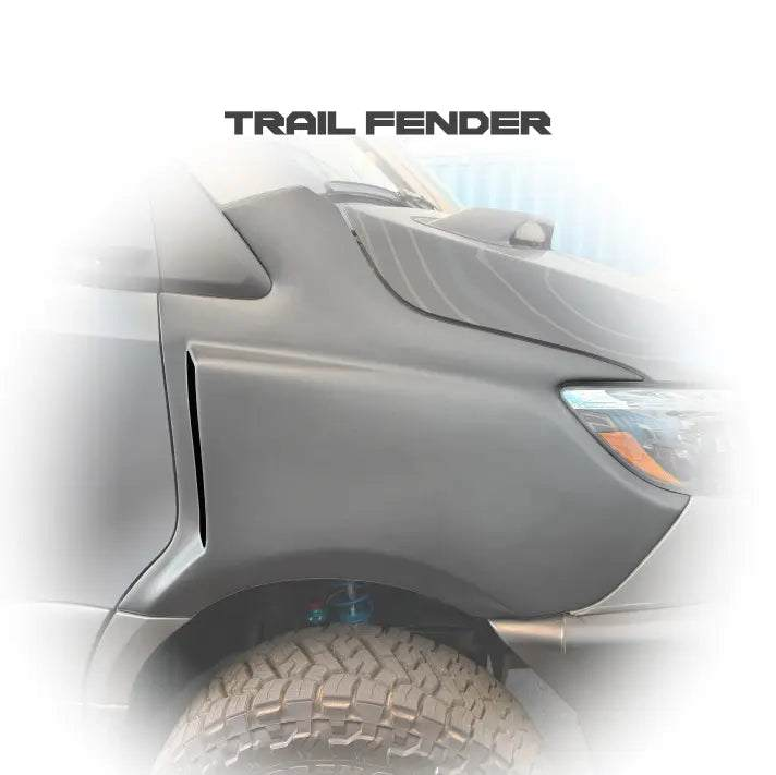 Sprinter Trail Fender Flares enhancing van's front haunches with rugged, wide coverage for off-road tires