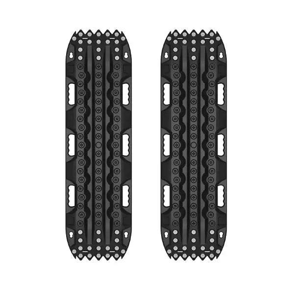 Steel Pin Traction Boards with high-strength polymer and embedded steel pins for off-road grip in sand, snow, and mud.