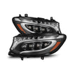 NOVA-Series LED Projector Headlights for Sprinter with blacked-out housing and sequential turn signals.