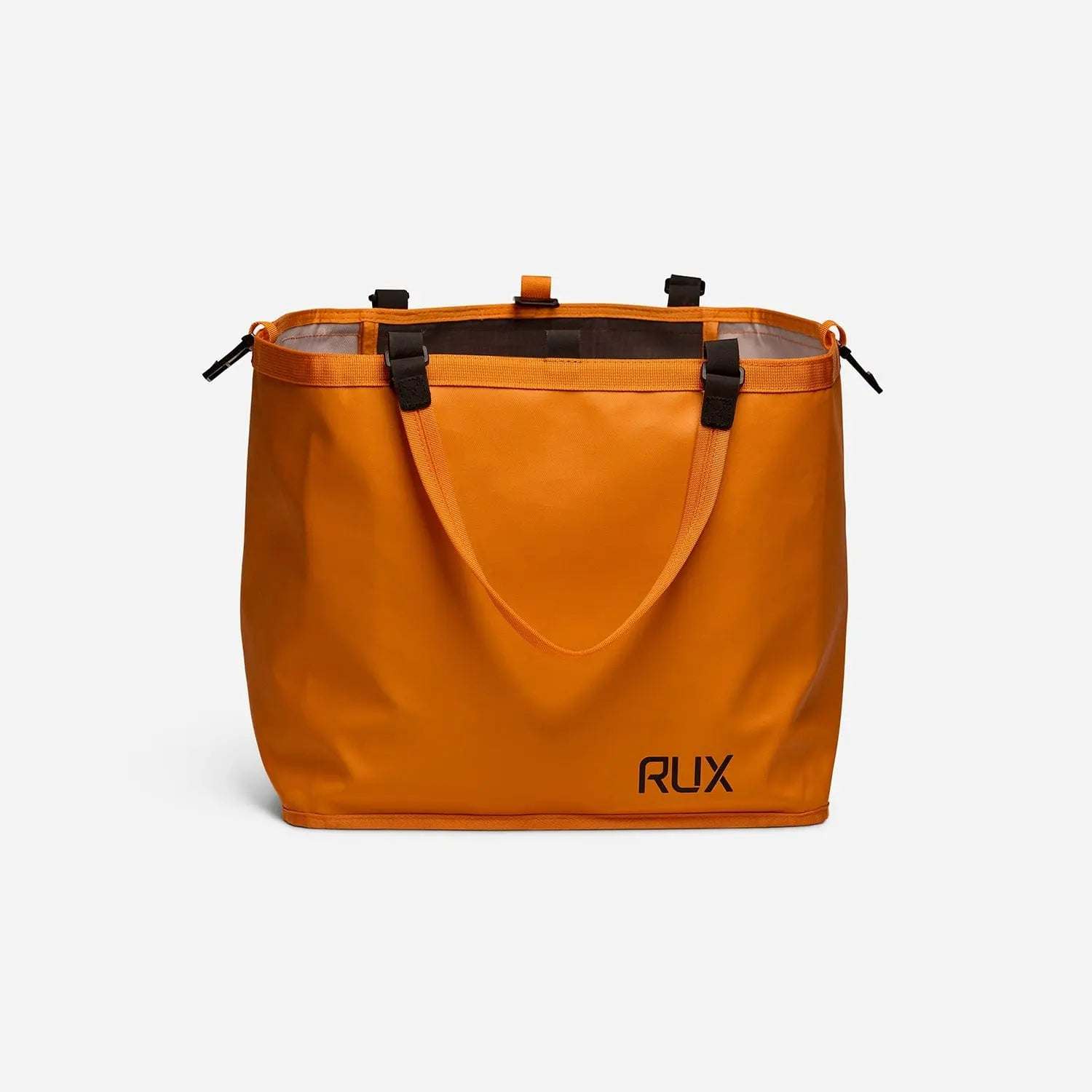 RUX 25L Bag in orange, versatile and easy-to-carry storage bag with black clips and handles