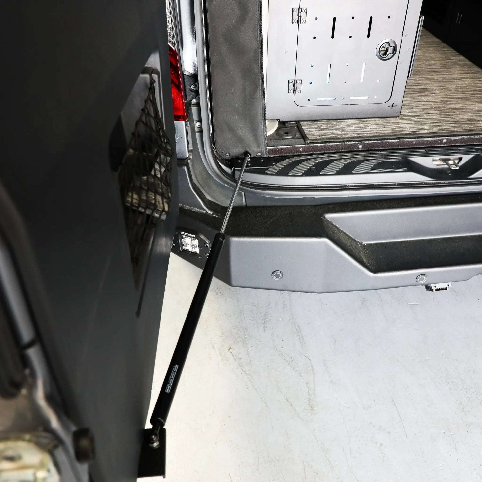 Stop-Stay Rear Door Struts for Sprinter van ensuring rear doors remain open securely.