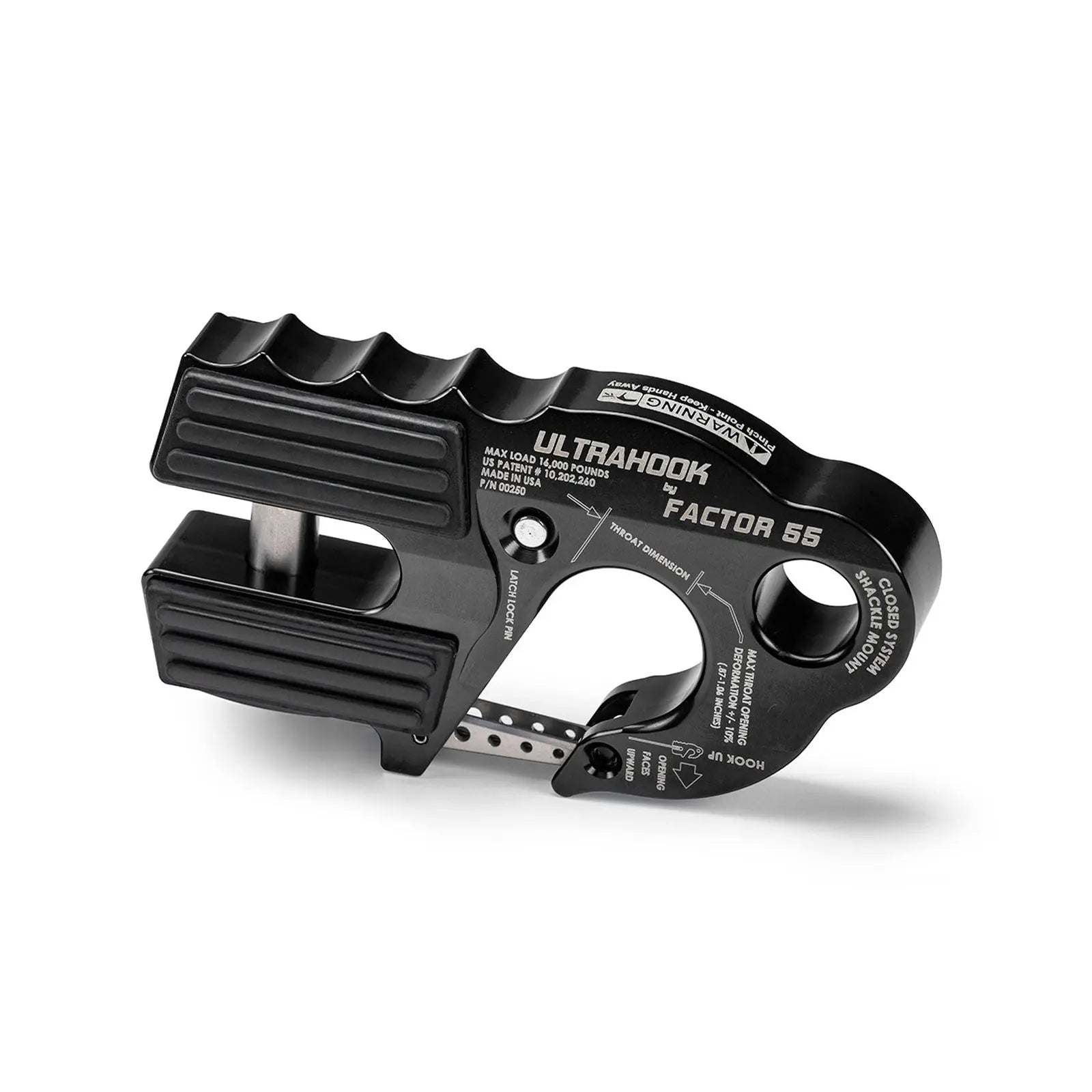 Ultrahook for winches in black, closed-system design for maximum safety and reliability.