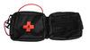 Black modular visor panel with tactical webbing for gear storage, featuring zippered pockets and a red handle.