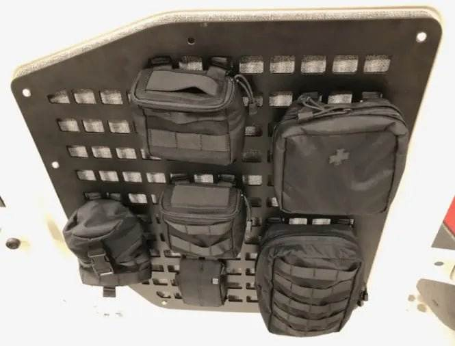Rear Door Molle Panels for Sprinter van storage and organization.