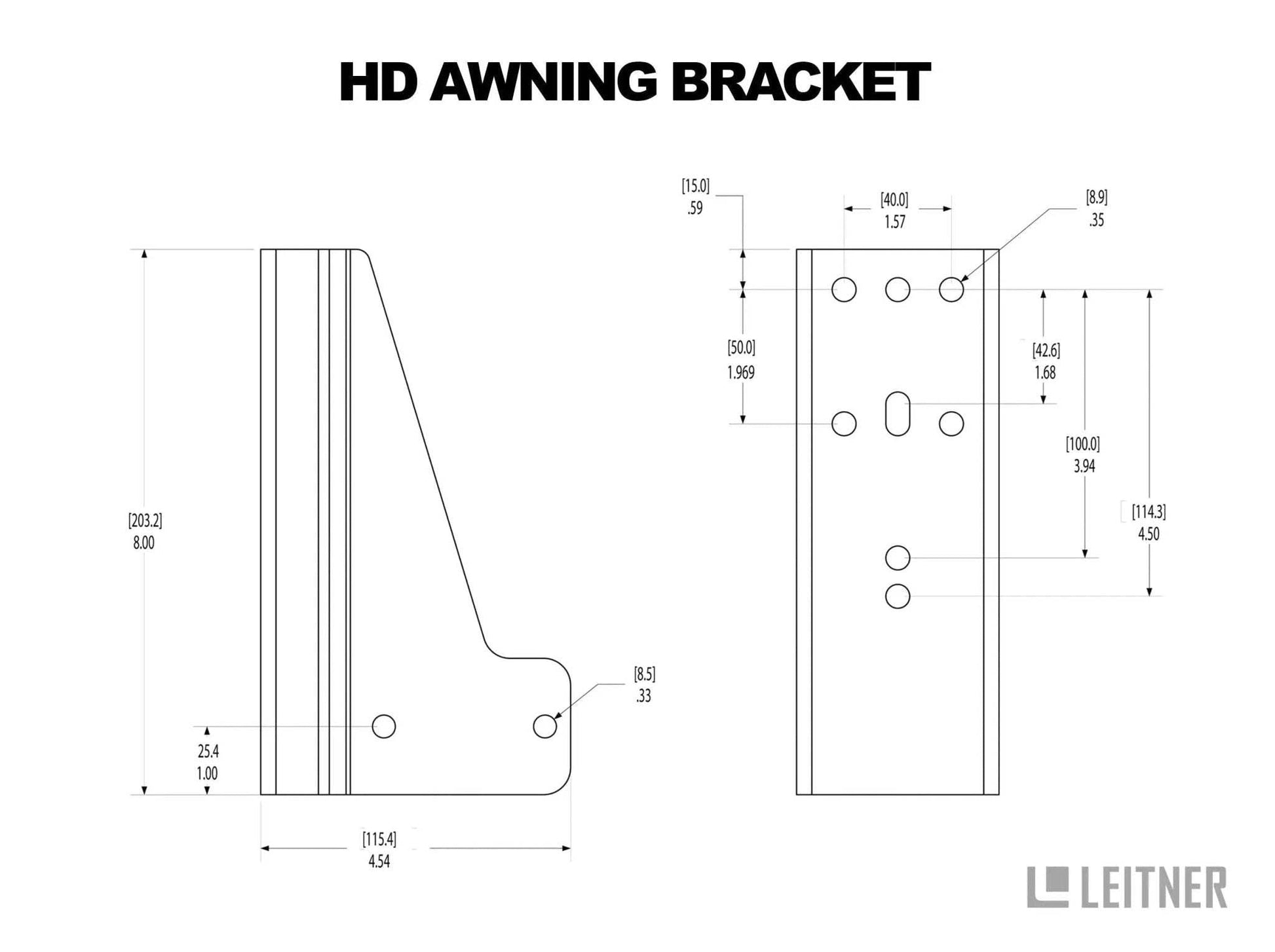 HD awning bracket technical drawing for INEOS Grenadier by Leitner Designs.