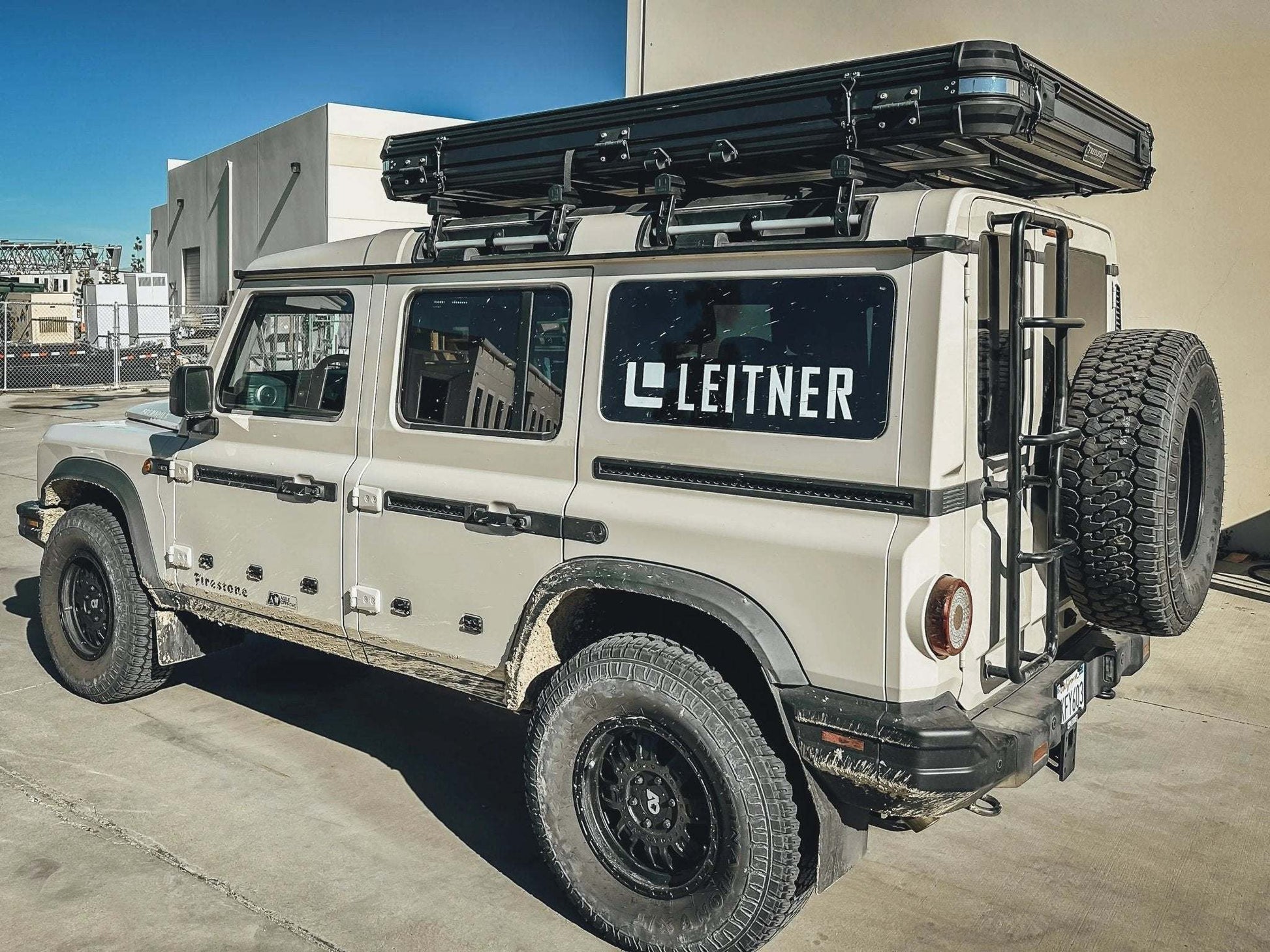 Roof Top Tent Brackets for INEOS Grenadier by Leitner Designs, enhancing off-grid setup with durability and seamless integration.
