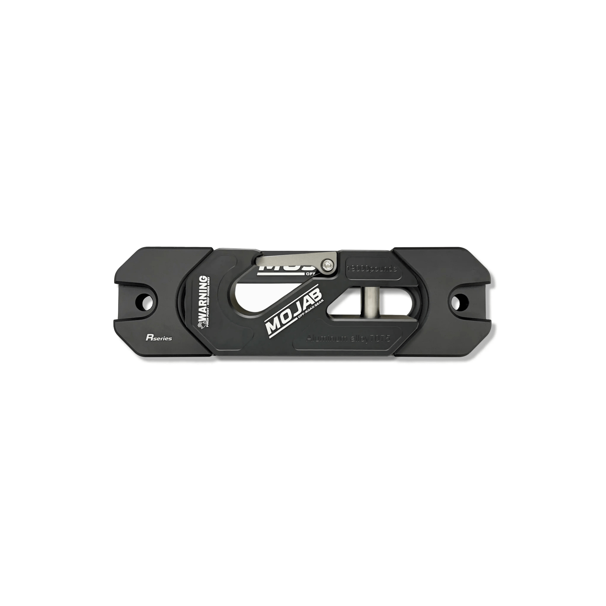 Black Mojab indexing fairlead and hook for off-road rig durability and performance upgrade