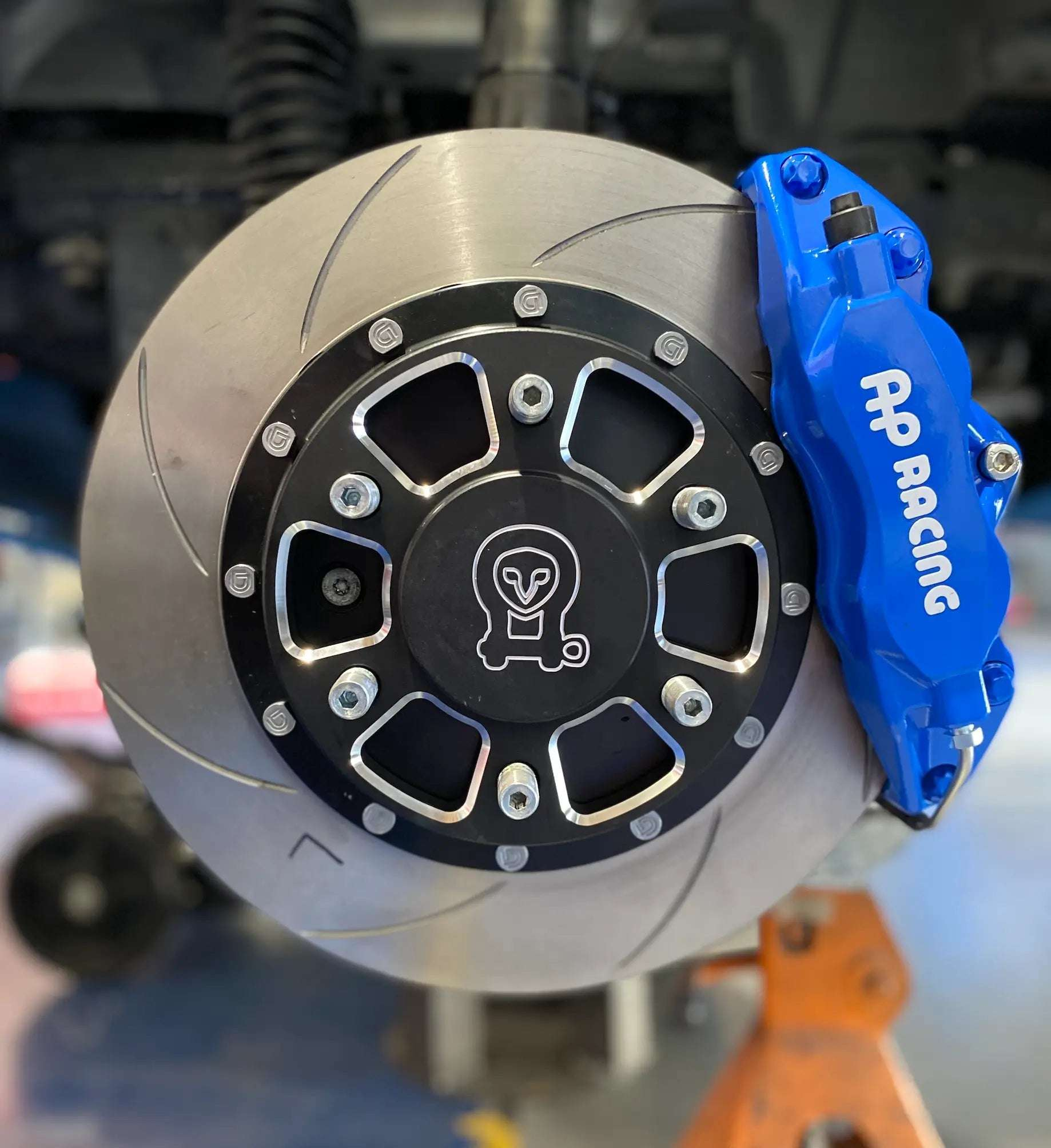 20mm hub-centric wheel spacer installed on disc brake system.