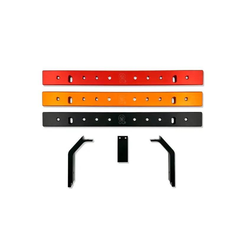 Accessory Mounting Rail for INEOS Grenadier in red, orange, and black, designed for durability and seamless integration.