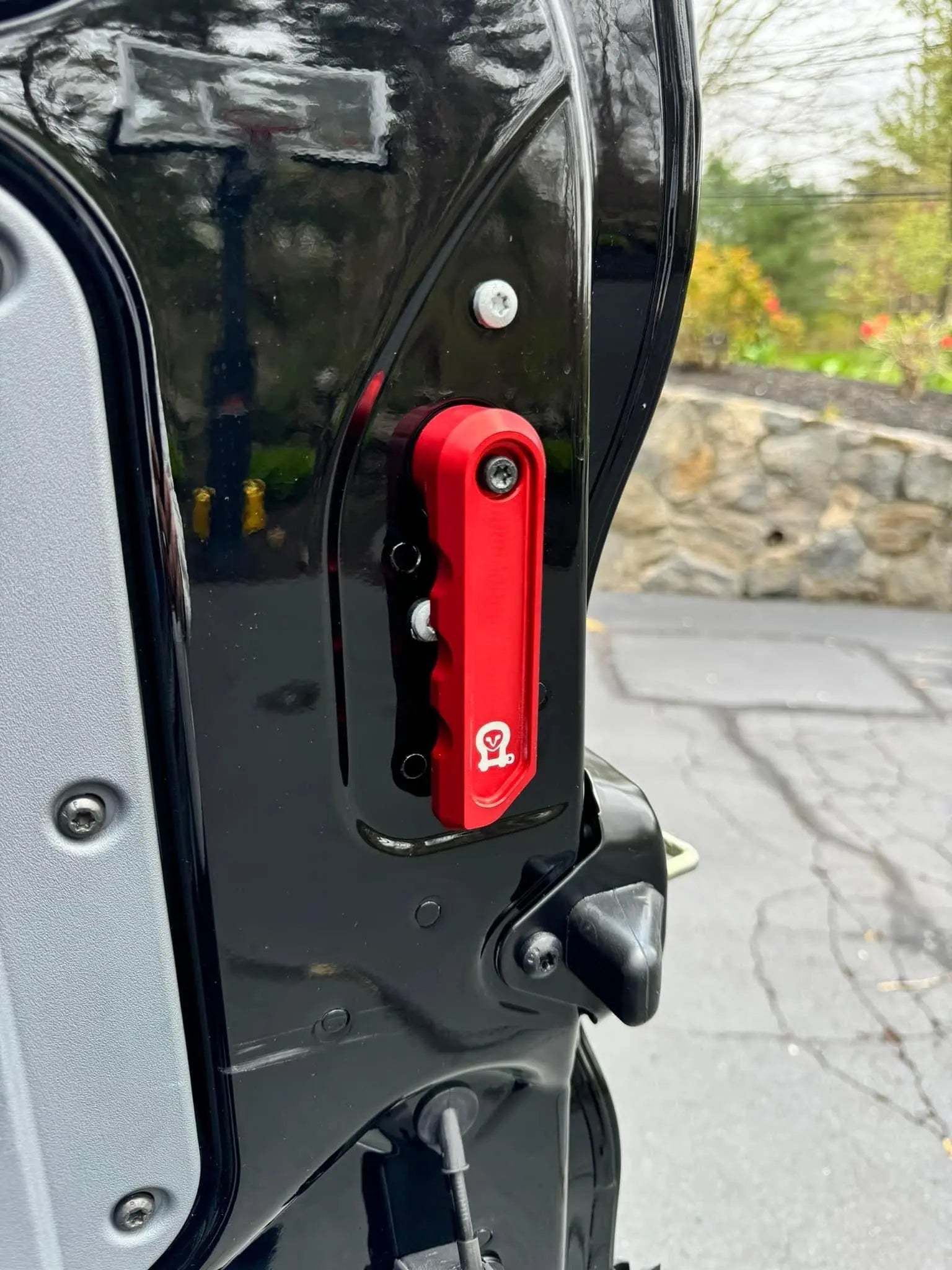 Aluminum Rear Door Handle for INEOS Grenadier featuring durable red design.