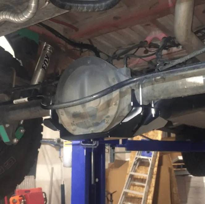 Sprinter 3500 Skid Plate protecting rear differential from impacts with durable steel construction and powder coating.