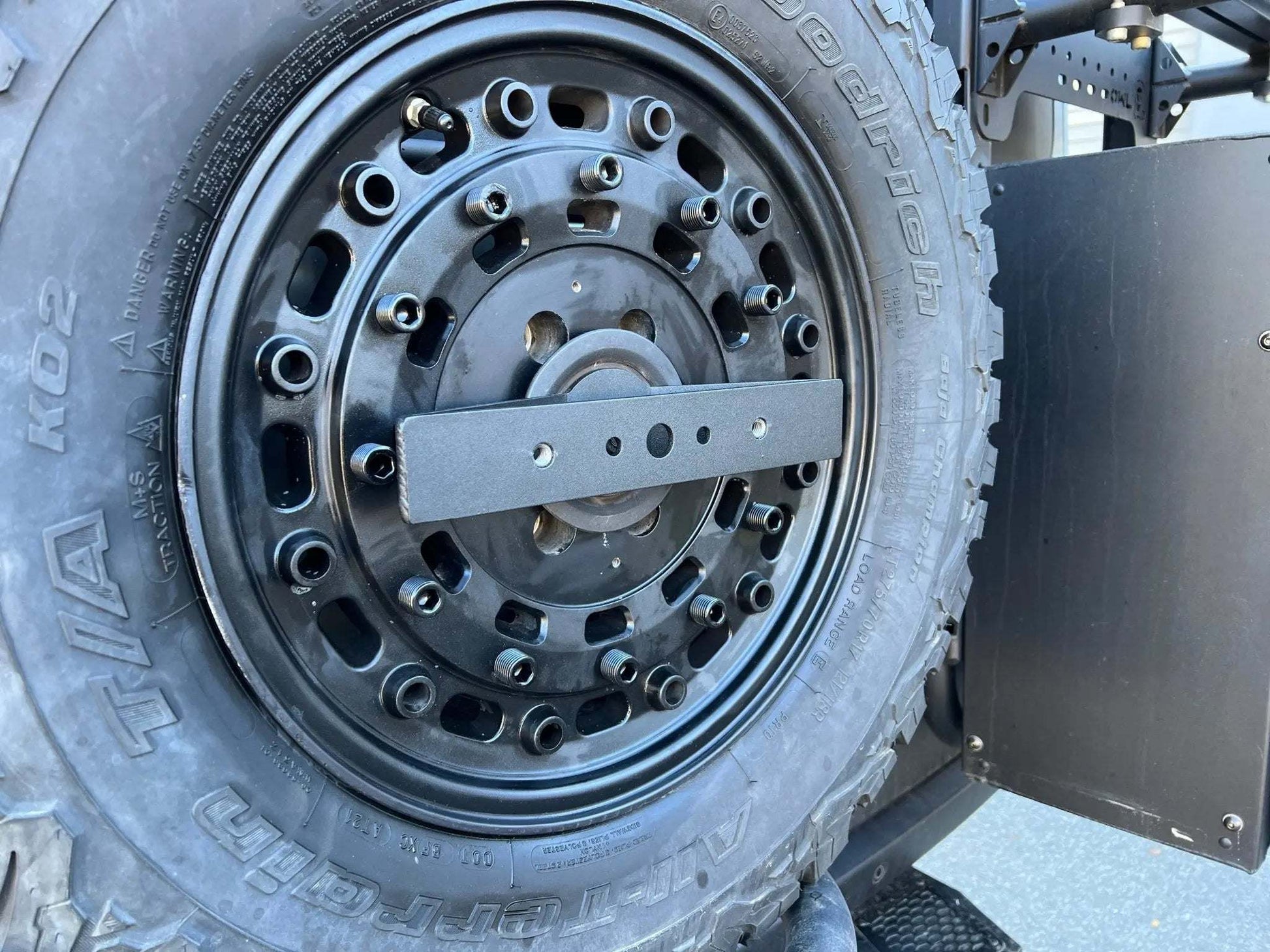 Expedition Handle 2.0 mounted on tire carrier for multi-functional use.