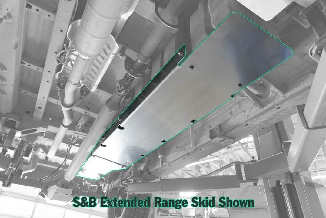 Fuel tank Sprinter skid plate for 2019+ Sprinter offers protection with aluminum and steel design.