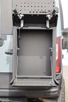 Open Box Owl Monster 30 durable van storage box mounted on rear door of van for overland and off-grid use