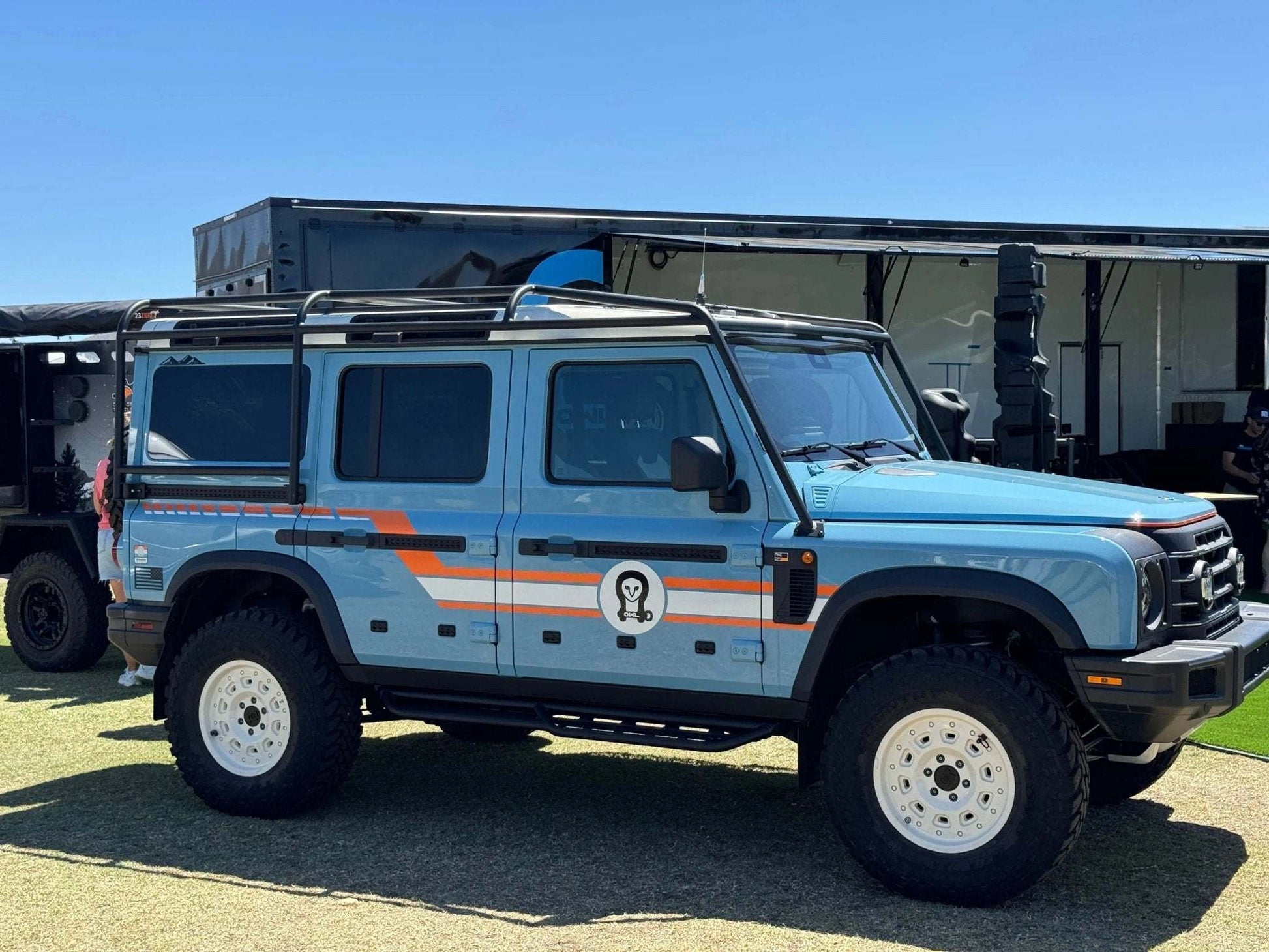 NAS Style Roof Rack on INEOS Grenadier for versatile gear hauling.