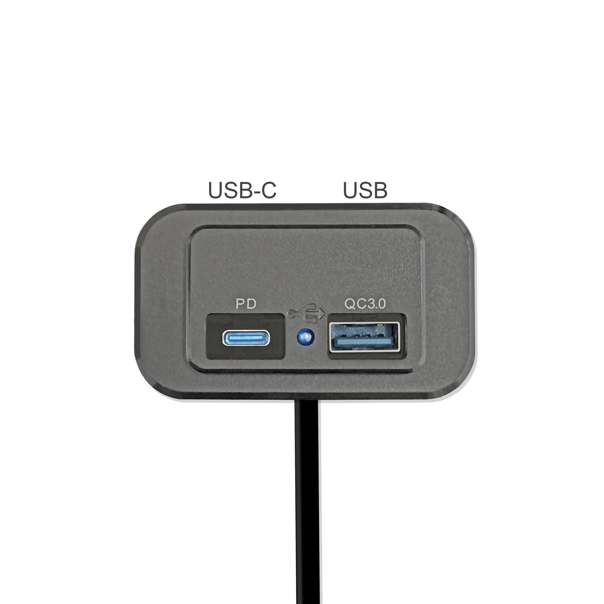 Powered Accessory Gear Rail for Sprinter with USB-C and USB ports, designed for durability and integration.
