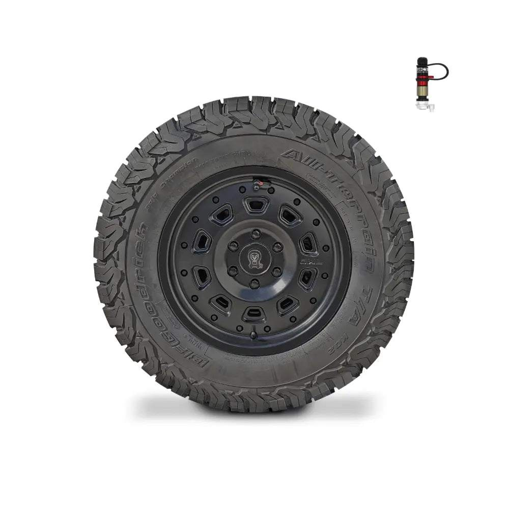 Super Single Spare Wheel for off-road Sprinters with matte black finish and aggressive tread design
