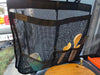 Camp Dish Drying Bag hanging with wooden utensils and cup inside, breathable mesh design for drying and storage.