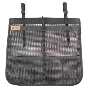 Camp Dish Drying Bag with mesh material for drying and storing dishes outdoors.
