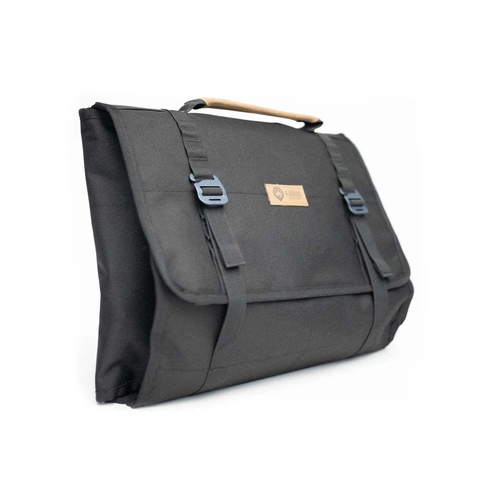 Large utility organizer with layered compartments and MOLLE-style loops in black.