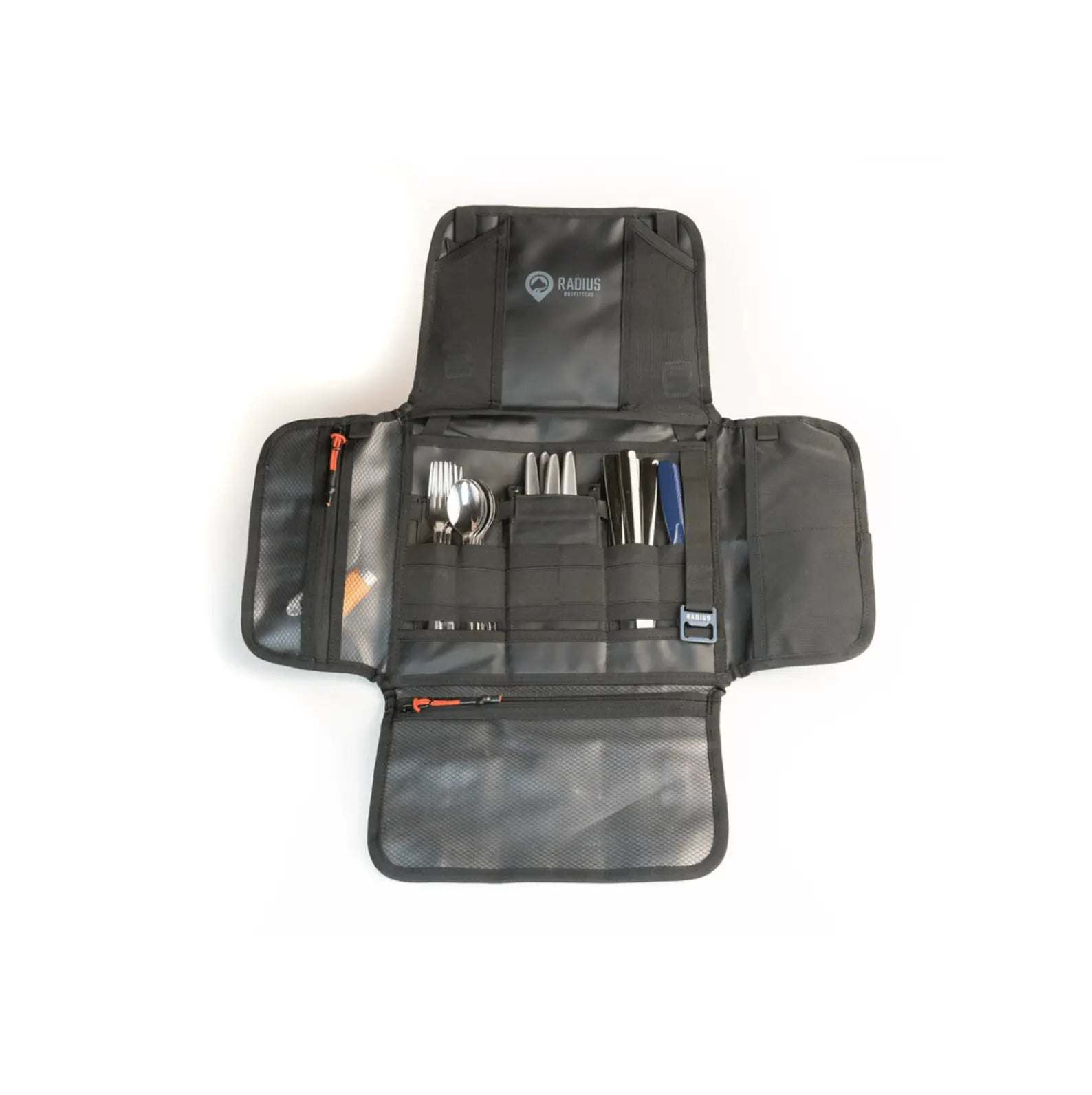 Small Utility Organizer with layered pockets and structured compartments for gear storage.