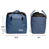 25L Soft Cooler Bag with dimensions, blue durable design for outdoor adventures.