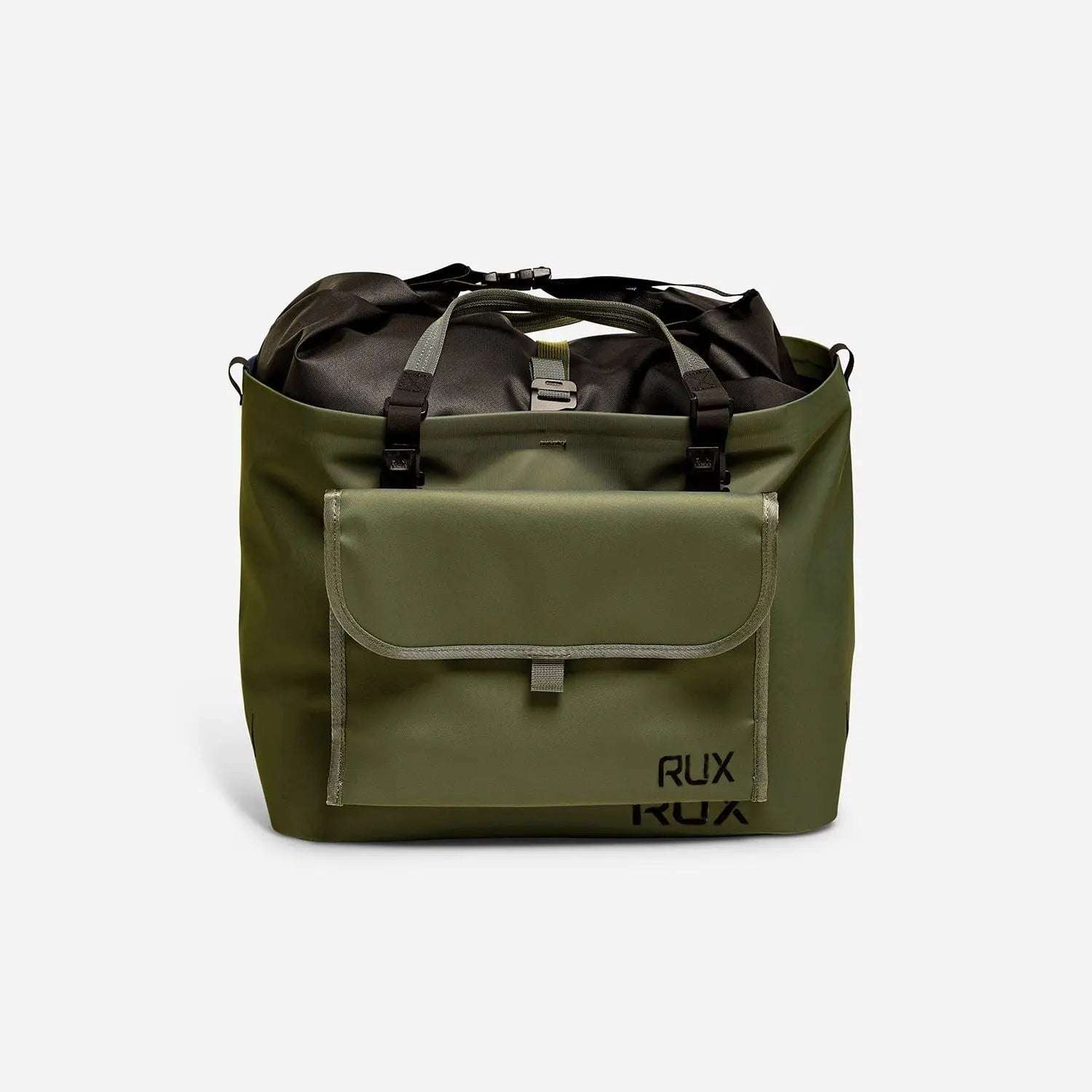 3L Pocket Modular Utility Pouch attached to a green gear box and tote, highlighting its durable and versatile design.