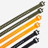 Durable RUX Utility Straps in green, yellow, and black for adventure and overland setups.