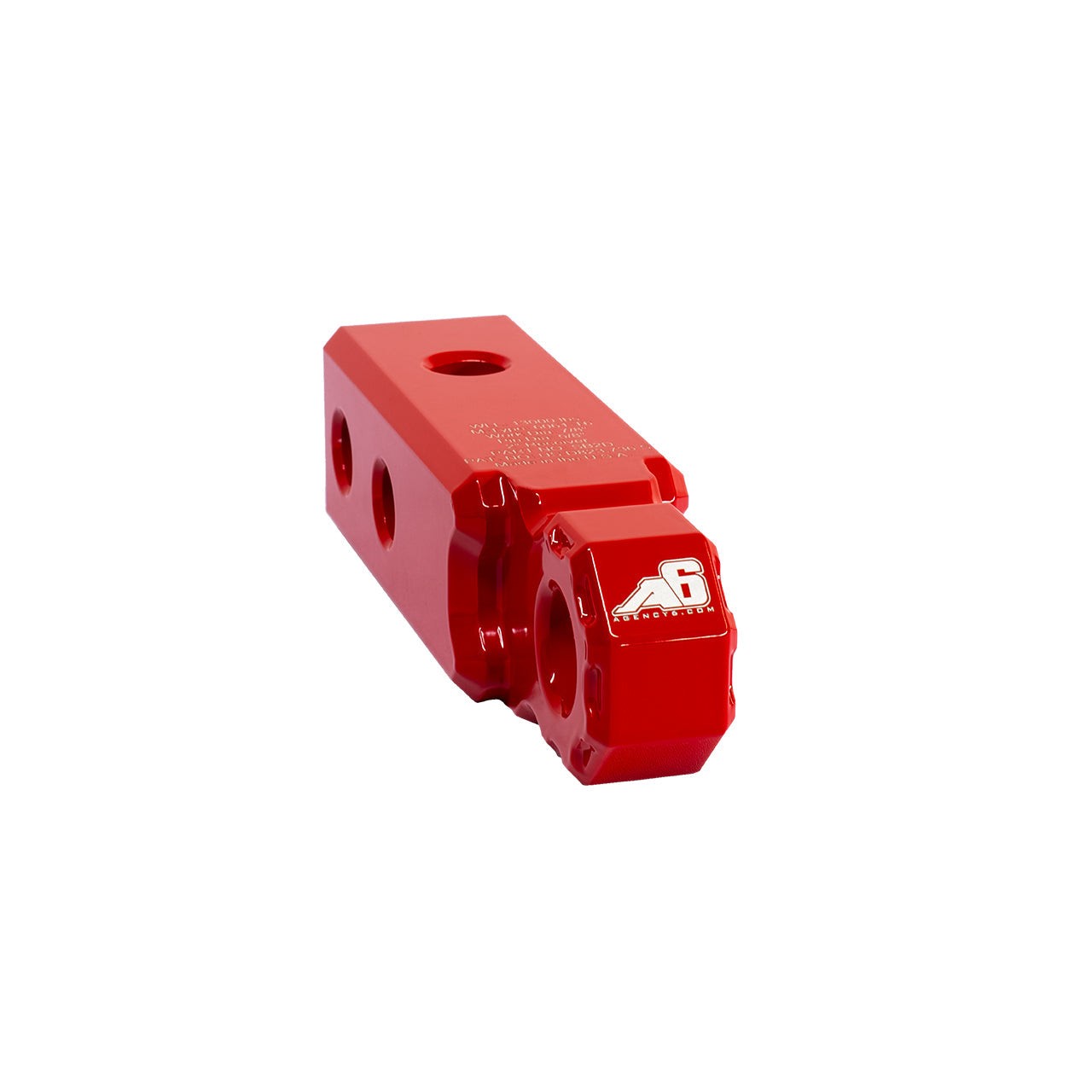 Red billet aluminum Shackle Block 2" Hitch Link recovery attachment for 2" receiver designed for heavy-duty use