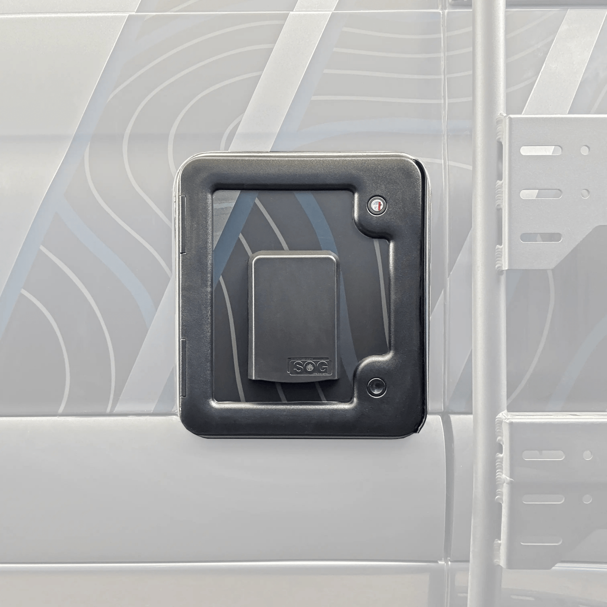 Toilet/Cassette Active Charcoal Vent System mounted on vehicle exterior for off-grid use.