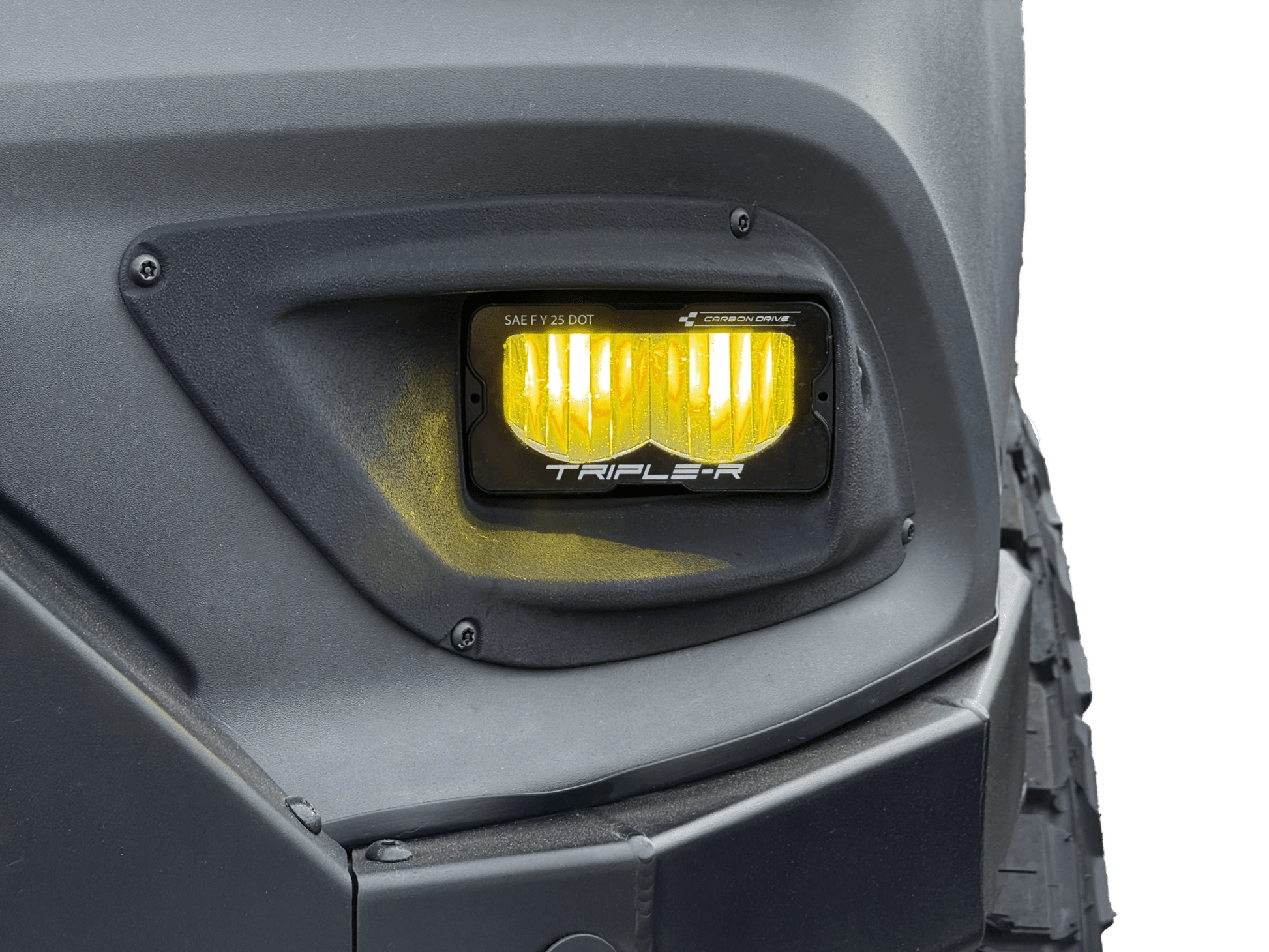Sprinter fog light upgrade high-output yellow off-road and SAE road-legal light mounted on vehicle bumper
