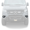 Front view of a Mercedes Sprinter van equipped with high-output SAE sprinter fog lights for improved night and off-road visibility