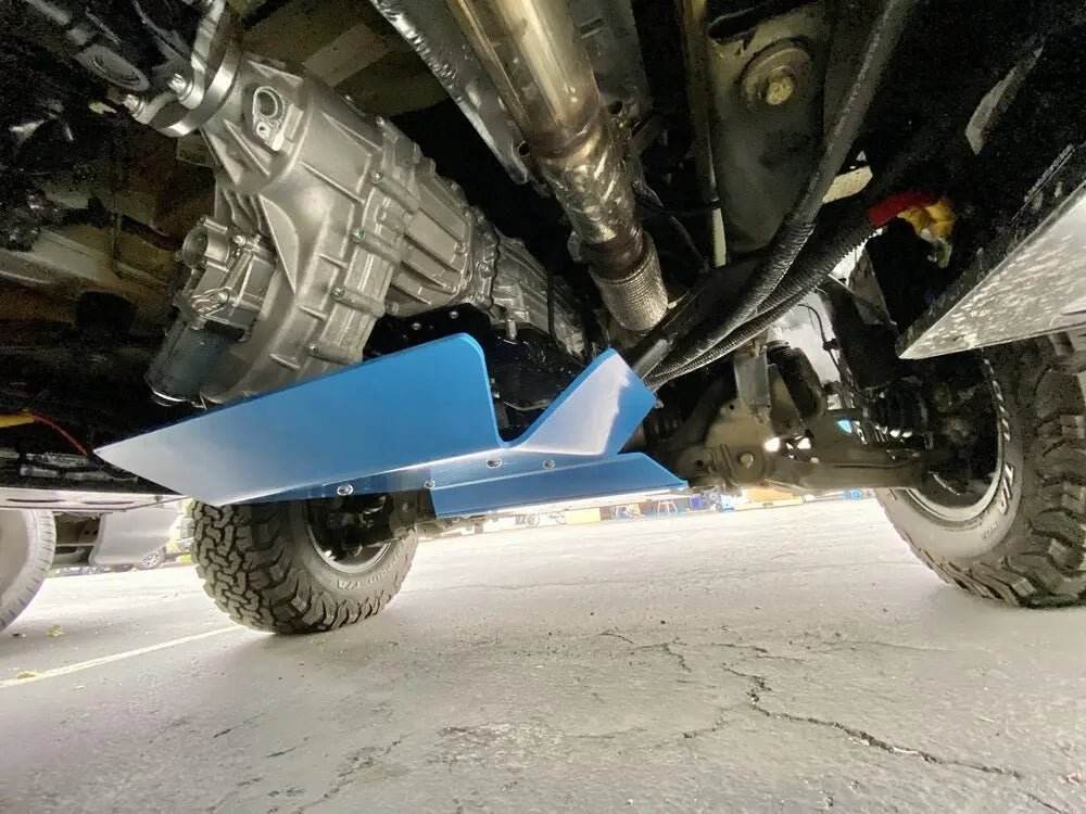 Transmission and transfer case skid plate for 4x4 Sprinter, providing off-road protection.