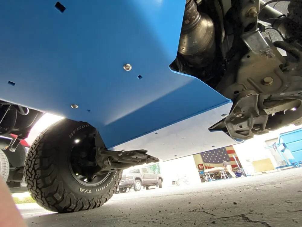 Transmission and transfer case skid plate for 2007-2022 4x4 Sprinter, providing off-road drivetrain protection.