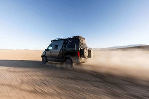 Mercedes Sprinter van with engine, fuel, and drivetrain performance upgrades for off-road durability and enhanced driving dynamics