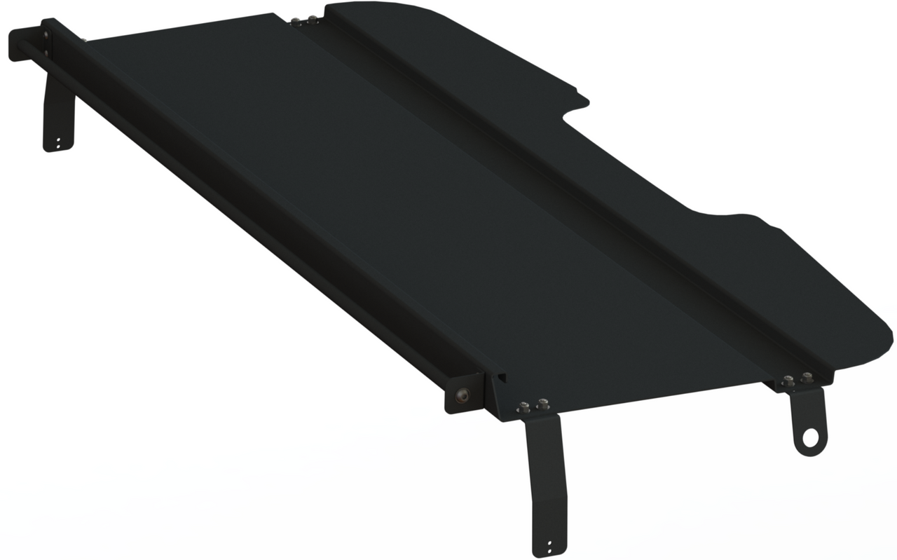 2019+ Sprinter Headliner Shelf black powder-coated aluminum with curtain rod for cab storage