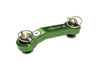 Green front Sprinter sway bar disconnect for improved off-road suspension articulation and on-road stability.