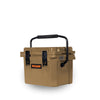 10QT Rugged Cooler by ROAM in tan with sturdy handle for outdoor use and daily lunch storage