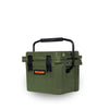 10QT rugged cooler in green with sturdy handle and secure latches for daily use and adventure trips