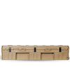 128L Rolling Rugged Case heavy-duty tan storage case with lockable latches and wheels for outdoor gear