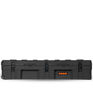 128L Rolling Rugged Case heavy-duty black storage box with lockable latches and durable wheels for outdoor gear protection