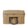 128L Rolling Rugged Case tan heavy-duty storage with handle and lockable latch