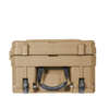 128L Rolling Rugged Case heavy-duty storage with wheels and handle in tan