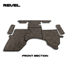 Set of tailored floor mats for 2020 Revel van, designed for comfort and protection against dirt and water